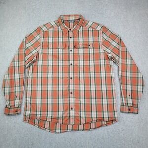 Sitka Gear Globetrotter Shirt Mens XL Orange Plaid Lightweight Long Sleeve